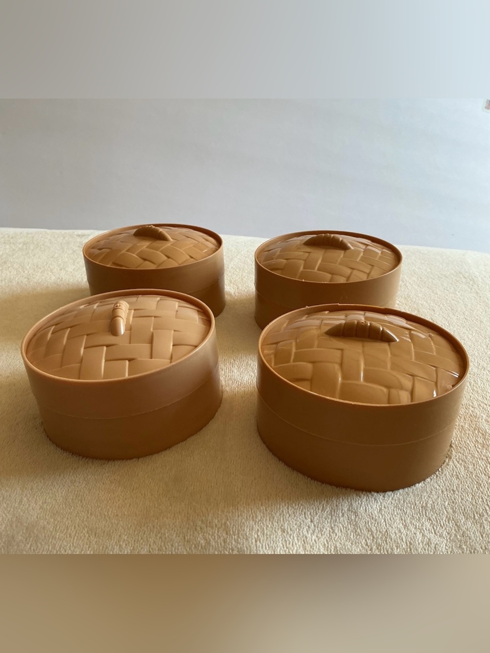 Squishy Buns Dumplings Fidget Toy REPLACEMENT Boxes 4 EMPTY Round Toy Containers